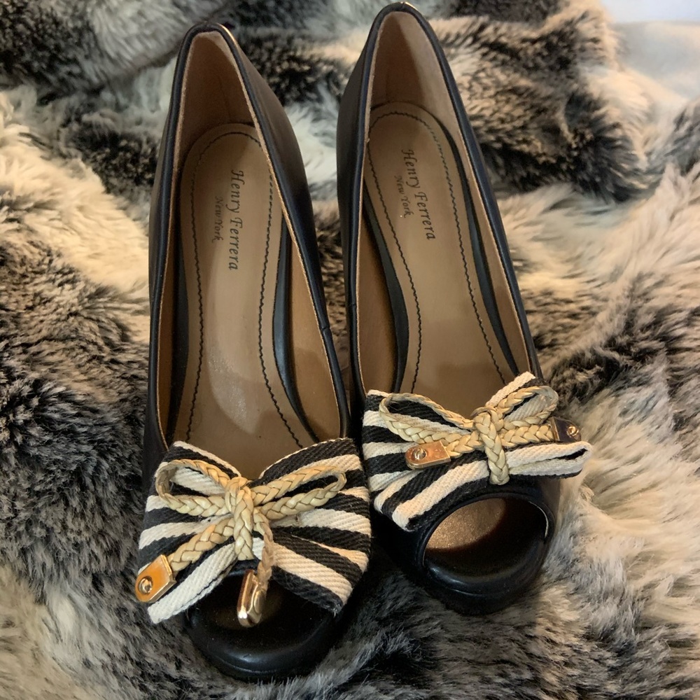 Black nautical style heels